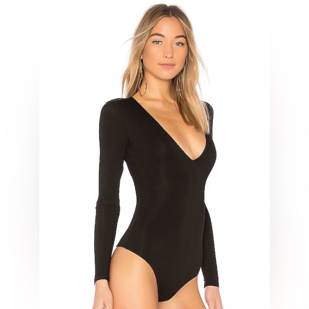 black v neck bodysuit
